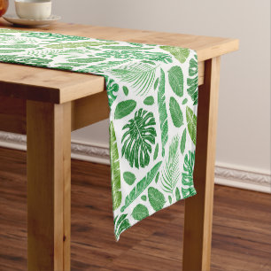 Chemin De Table Court Motif de feuilles vertes modernes tropicales