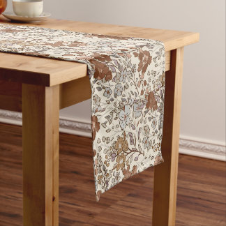 Chemin De Table Court Motif de fleurs de nature marron floral sauvage vi