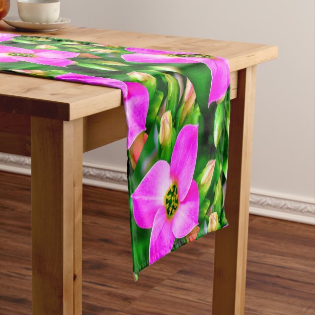 Chemin De Table Court Motif de fleurs tropicales roses (In Situ)