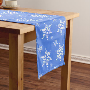 Chemin De Table Court Motif de flocons de neige, Flakes blancs, Neige, B