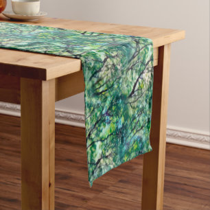 Chemin De Table Court Motif de forêt verte aquarelle