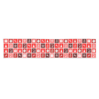 Chemin De Table Court Motif de grille de Noël rouge moderne minimaliste