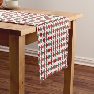 Chemin De Table Court Motif de Jacquard vert et rouge