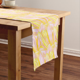 Chemin De Table Court Motif de pétale de fleur jaune beurre doux