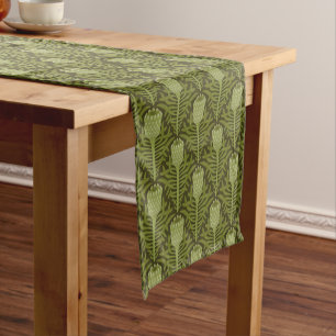 Chemin De Table Court Motif de plante verte sereine pour décoration mode