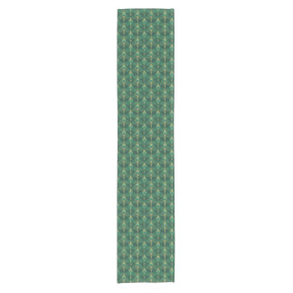 Chemin De Table Court Motif de plumes de paon en vert émeraude et or