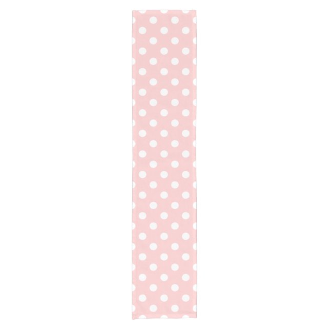 Chemin De Table Court Motif de point rose et blanc de polka (Devant)