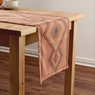 Chemin De Table Court Motif de surface tribal marocain en terracotta cha