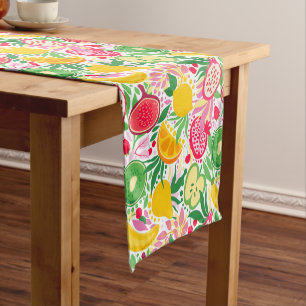 Chemin De Table Court Motif d'été de l'aquarelle de fruits tropicaux