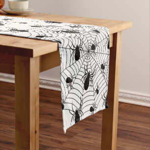 Chemin De Table Court Motif d'Halloween Black White araignées