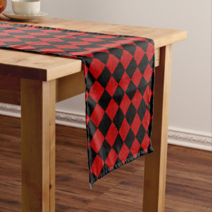 Chemin De Table Court Motif du vérificateur de diamants rouge noir et ro