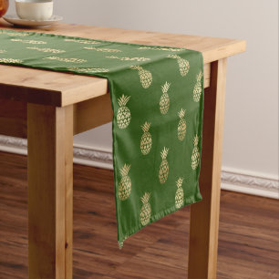 Chemin De Table Court Motif élégant deananas vert et or