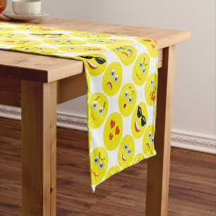 Chemin De Table Court Motif Emoji Jaune