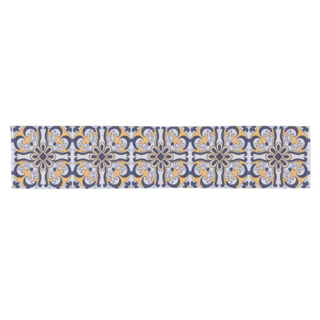 Chemin De Table Court Motif en tuiles portugaises (Horizontal)
