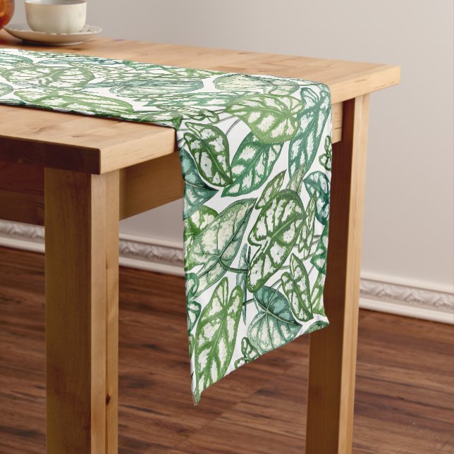 Chemin De Table Court Motif Feuille vert tropical (In Situ)