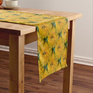 Chemin De Table Court Motif Fleurs de marguerite jaune