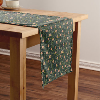 Chemin De Table Court Motif floral à l'aquarelle délicat vert foncé Dit