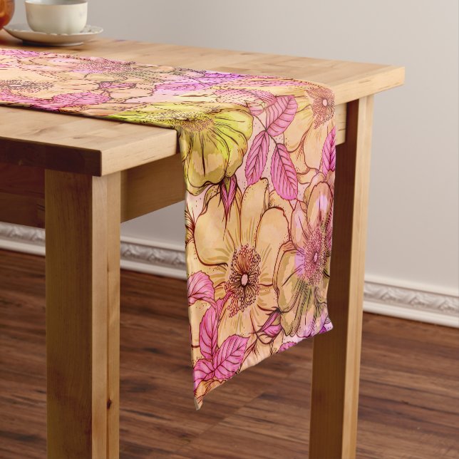 Chemin De Table Court Motif floral Art victorien rose (In Situ)