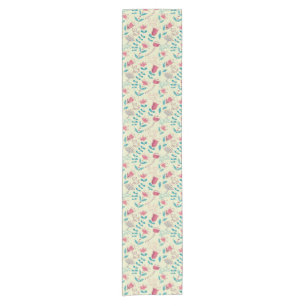 Chemin De Table Court Motif floral avec des chats de bande dessinée