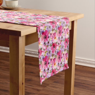 Chemin De Table Court Motif floral d'aquarelle d'été