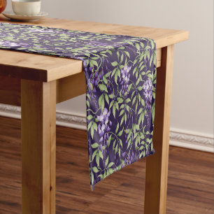 Chemin De Table Court Motif floral de feuilles vertes et de glycine