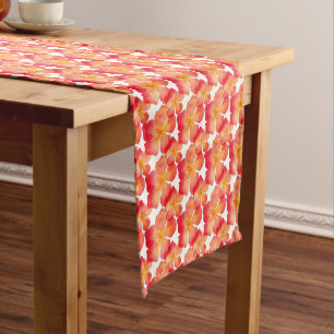 Chemin De Table Court Motif floral d'oléandre orange