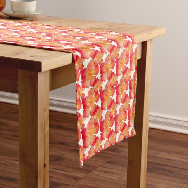 Chemin De Table Court Motif floral d'oléandre orange (In Situ)