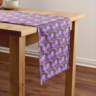 Chemin De Table Court Motif Floral Iris Pâté Violet
