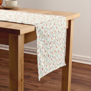 Chemin De Table Court Motif floral pastel à l'aquarelle délicat et parse