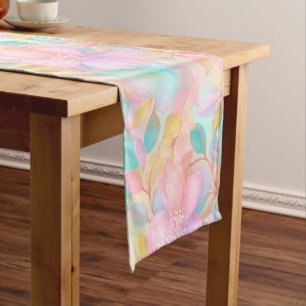 Chemin De Table Court Motif floral Pastel ressort 04