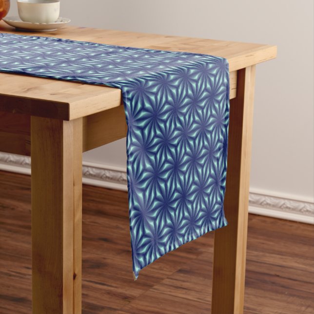 Chemin De Table Court Motif Fractale Bleu marine (In Situ)