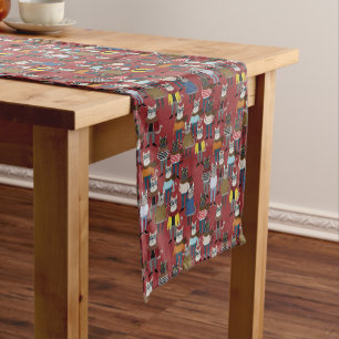 Chemin De Table Court Motif frais de chat de hippie