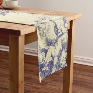 Chemin De Table Court Motif français bleu d'ange de pays de Toile