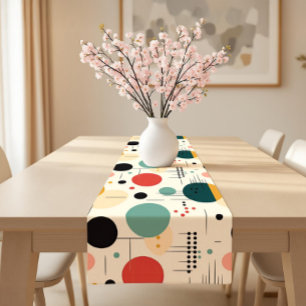 Chemin De Table Court Motif géométrique coloré du milieu du siècle
