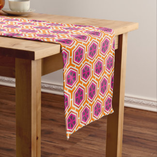 Chemin De Table Court Motif géométrique moderne rose et orange rétro