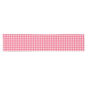 Chemin De Table Court Motif Gingham Rouge et Blanc Classique Rustique