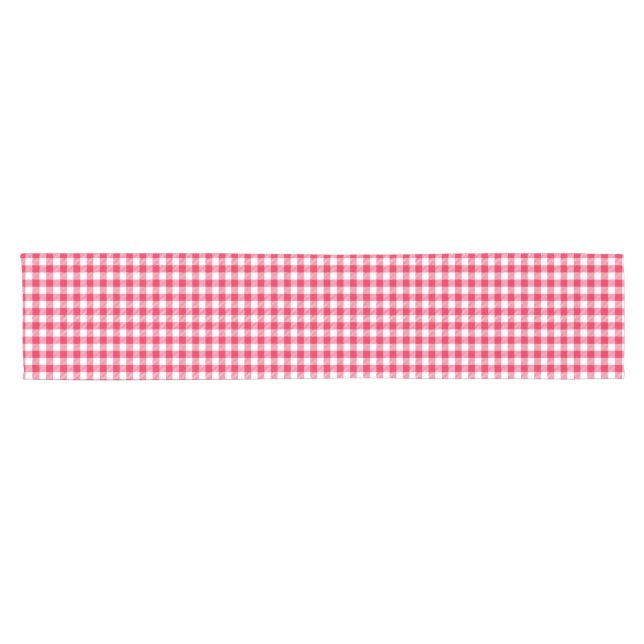 Chemin De Table Court Motif Gingham Rouge et Blanc Classique Rustique (Horizontal)