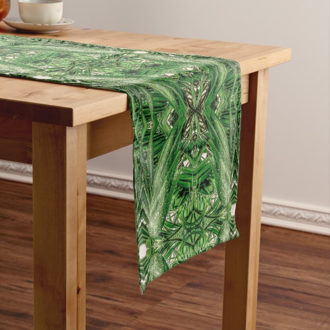 Chemin De Table Court Motif Greens et Raindrops (In Situ)