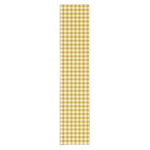 Chemin De Table Court Motif jaune et blanc à la mode de contrôle de