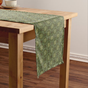 Chemin De Table Court Motif Knit Vintage turquoise, vert et or