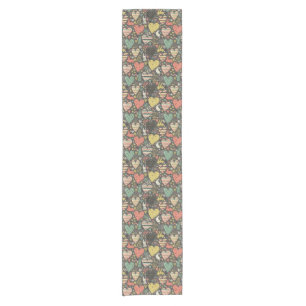 Chemin De Table Court Motif mignon de lapins d'amour avec des coeurs