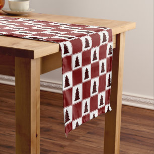Chemin De Table Court Motif moderne Red Buffalo Plaid Christmas Tree