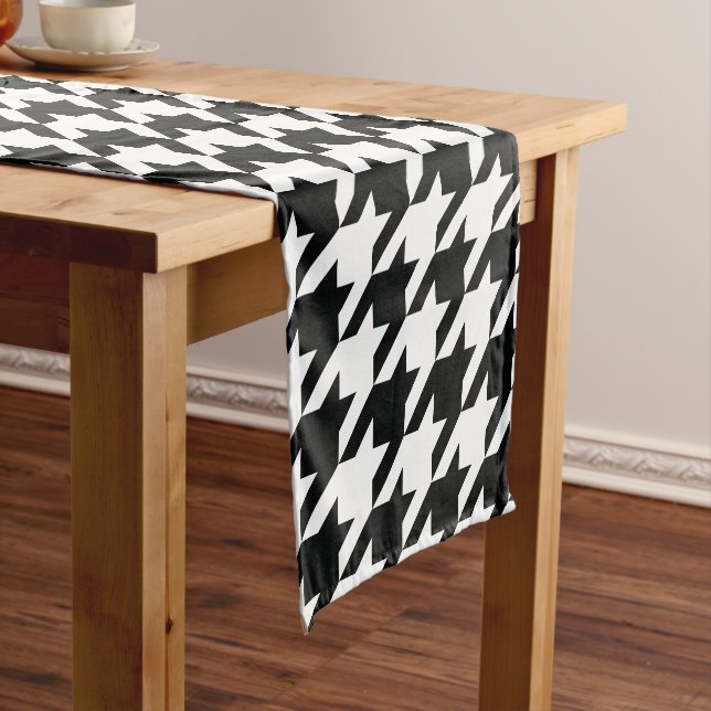 Chemin De Table Court Motif noir blanc de Houndstooth (In Situ)