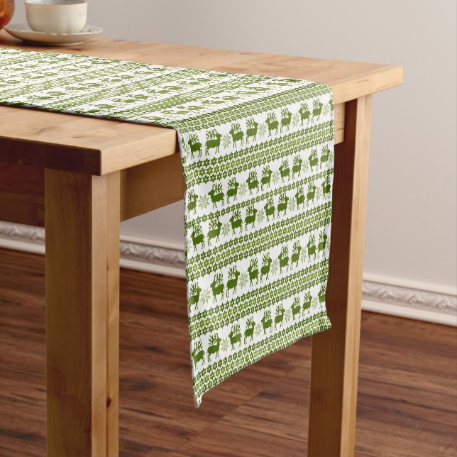 Chemin De Table Court Motif Nordic Reindeer & Snowflakes (In Situ)