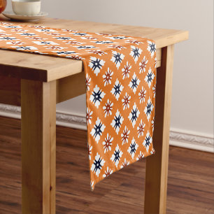Chemin De Table Court Motif Oriental Orange Blanc Rouge Katazome Fleurs