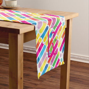 Chemin De Table Court Motif Pop Art de lignes diagonales arc-en-ciel mon