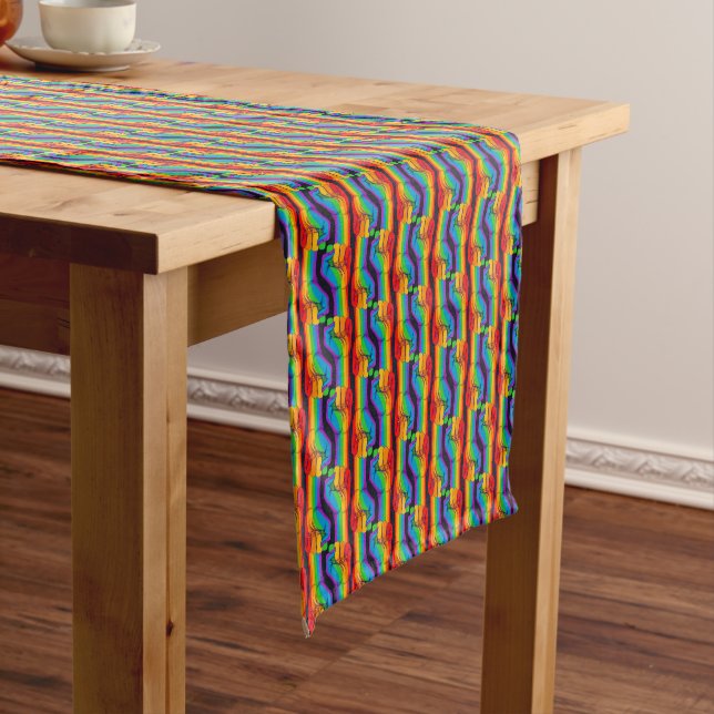 Chemin De Table Court Motif Rainbow Fist (In Situ)