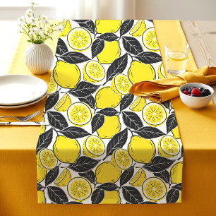 Chemin De Table Court Motif sans couture de feuilles de citron gras mode