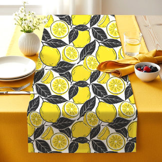 Chemin De Table Court Motif sans couture de feuilles de citron gras mode