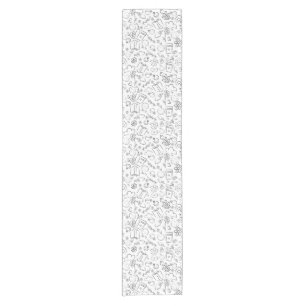 Chemin De Table Court Motif sans couture de gribouillis noir et blanc de
